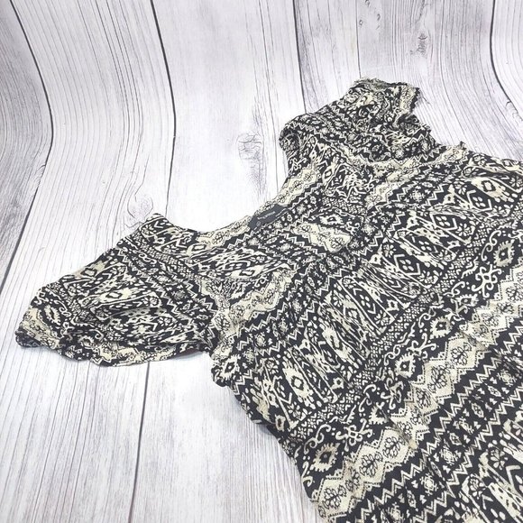 Summer Dress Butterfly Sleeve Long Loose Comfy Top Dress Black/Beige Size XL - Picture 5 of 12